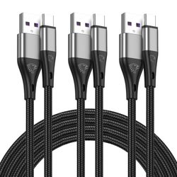 Extra Long 16FT USB Type C Cable Fast Charging,3pack Premium Nylon Braided 3A Rapid Charger Cord,Type C to A Cable Compatible for Samsung Galaxy S21 S