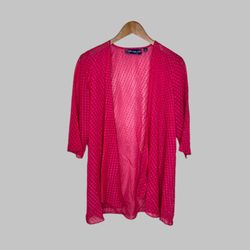 Susan Graver Style Women’s Sheer Textured Open Front Cardigan Pink Size XS