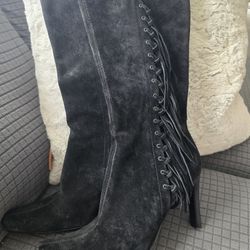 Suade with Fringe Boots ..size 9.  Great Condition 