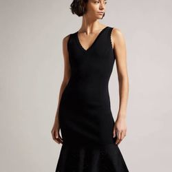 Ted Baker Juliann Broderie Flounce Knit Midi Dress Size  1 US 4 #D6814 Designer