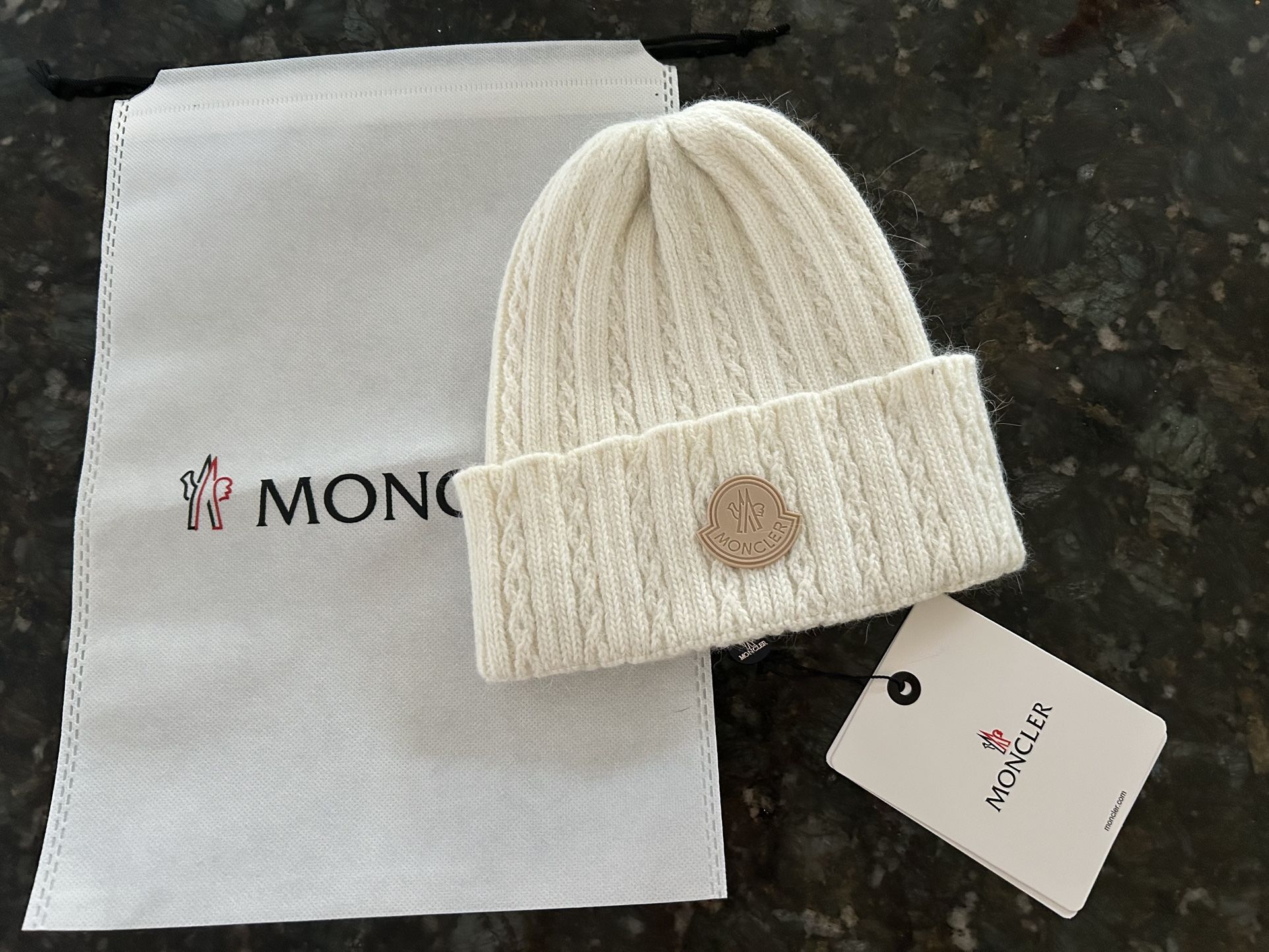 Beige Moncler Beanie Knit Design