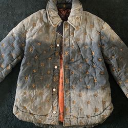 Louis Vuitton Monogram Denim Down Coat 48 Large 