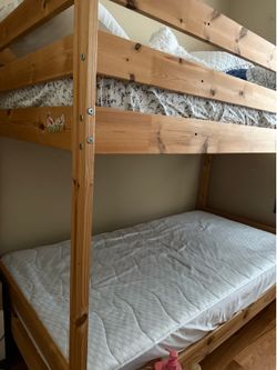 Solid Wood Bunk Bed + 2 Twin Mattresses ($50/Great Deal)