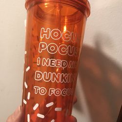 Dunkin Donuts orange Glow In The Dark Acrylic Tumbler 