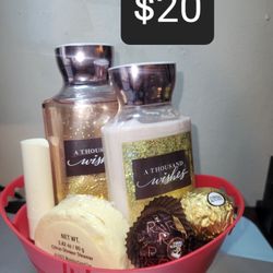 Valentine's Basket. Bbw Set. Valentine's Gift Set. A Thousand Wishes. Bath and Body Works. Birthday Gift. 