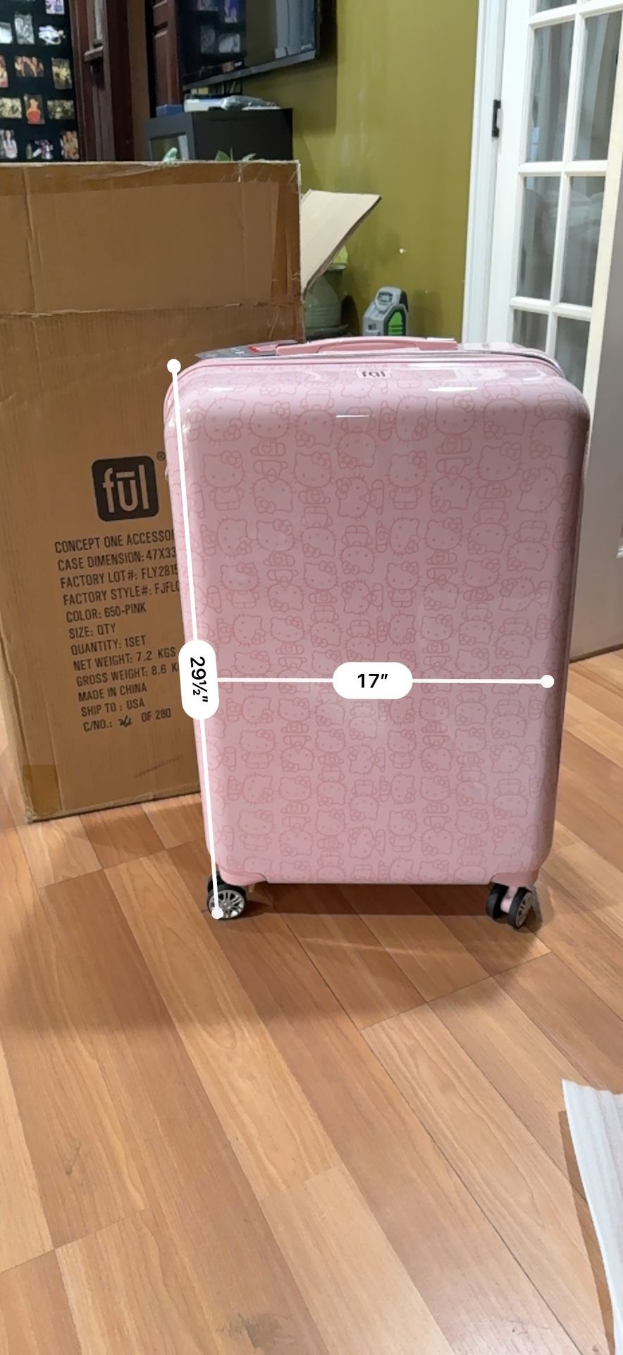 Luggage Checked Hello Kitty All Over Print Pink