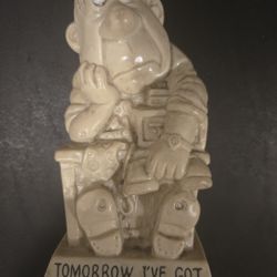 Vintage 1974 Wallace Berrie Figurine – "Tomorrow I’ve Got To Get Organized" – Rare Funny Collectible