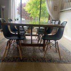Dining Table, Chairs, & Large Area Rug 