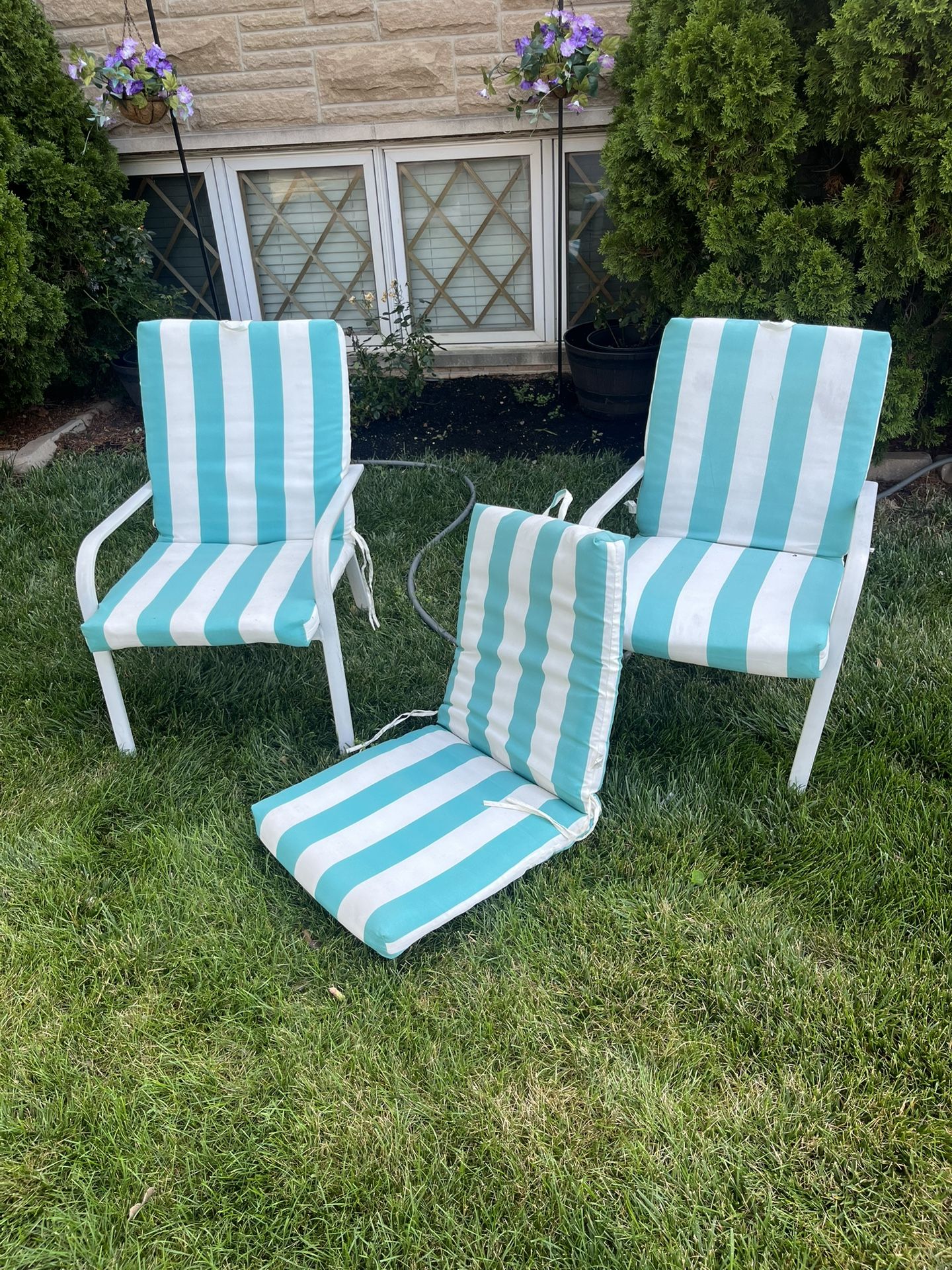 Patio Chair Cushions Striped And With Ties