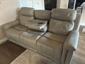 Living spaces power recliner sofa and loveseat set