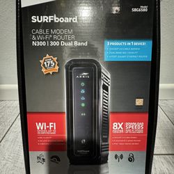 ARRIS SURFboard SBG6580 DOCSIS 3.0 Cable Modem/ Wi-Fi N300 2.4Ghz + N300 5GHz Dual Band Router - unopened & sealed.