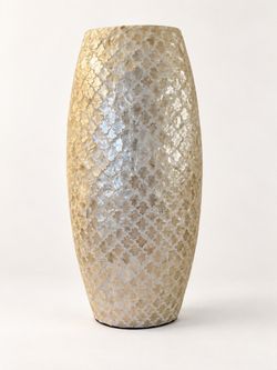 Large Tan Shell Mosaic Vase – 20 Inches