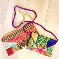 Set of Two Hand Embroidered  Cross-Body Purses