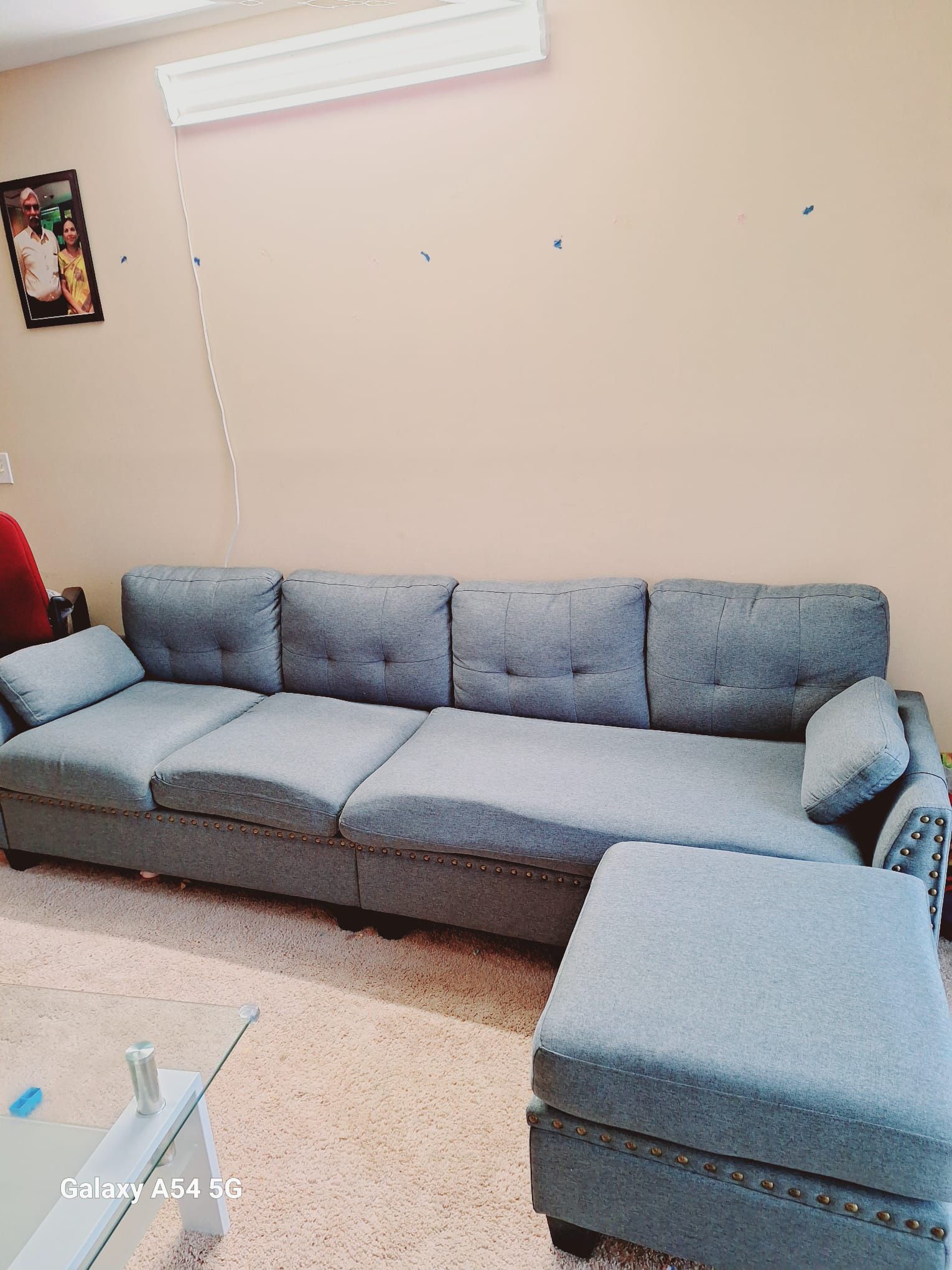 Sofa With Ottoman And Glass Center Table