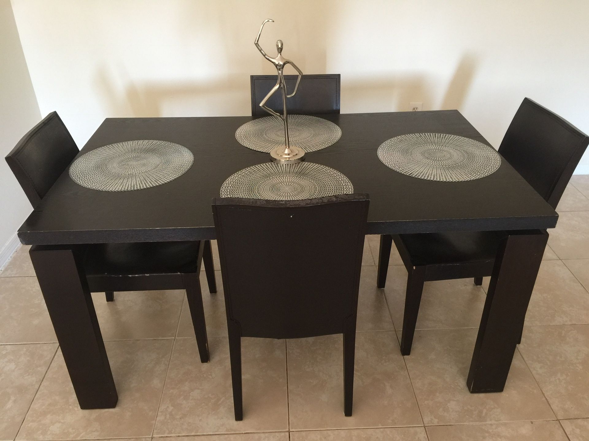 Dining table solid black wood