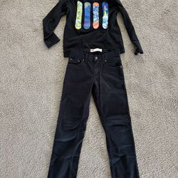 Kids Black Pants And Shirt