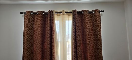 Window curtains with hardware