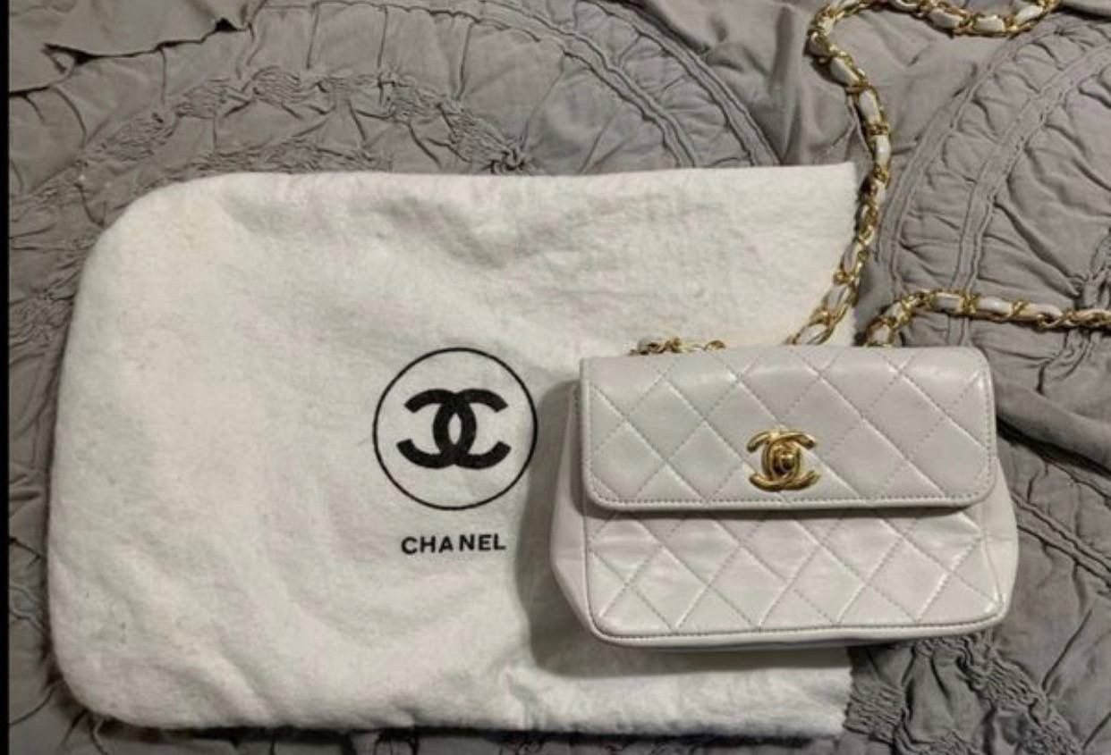 White Quilted Chanel Mini