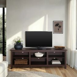 70 in. Espresso MDF TV Stand with Adjustable Shelves (Max TV Size 80 in.)