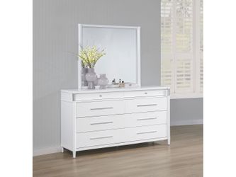 Gracemont White 8-drawer Bedroom Dresser with Mirror