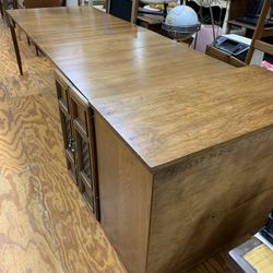 Mid Century Cabinet With Hidden Expandable Dining Table 