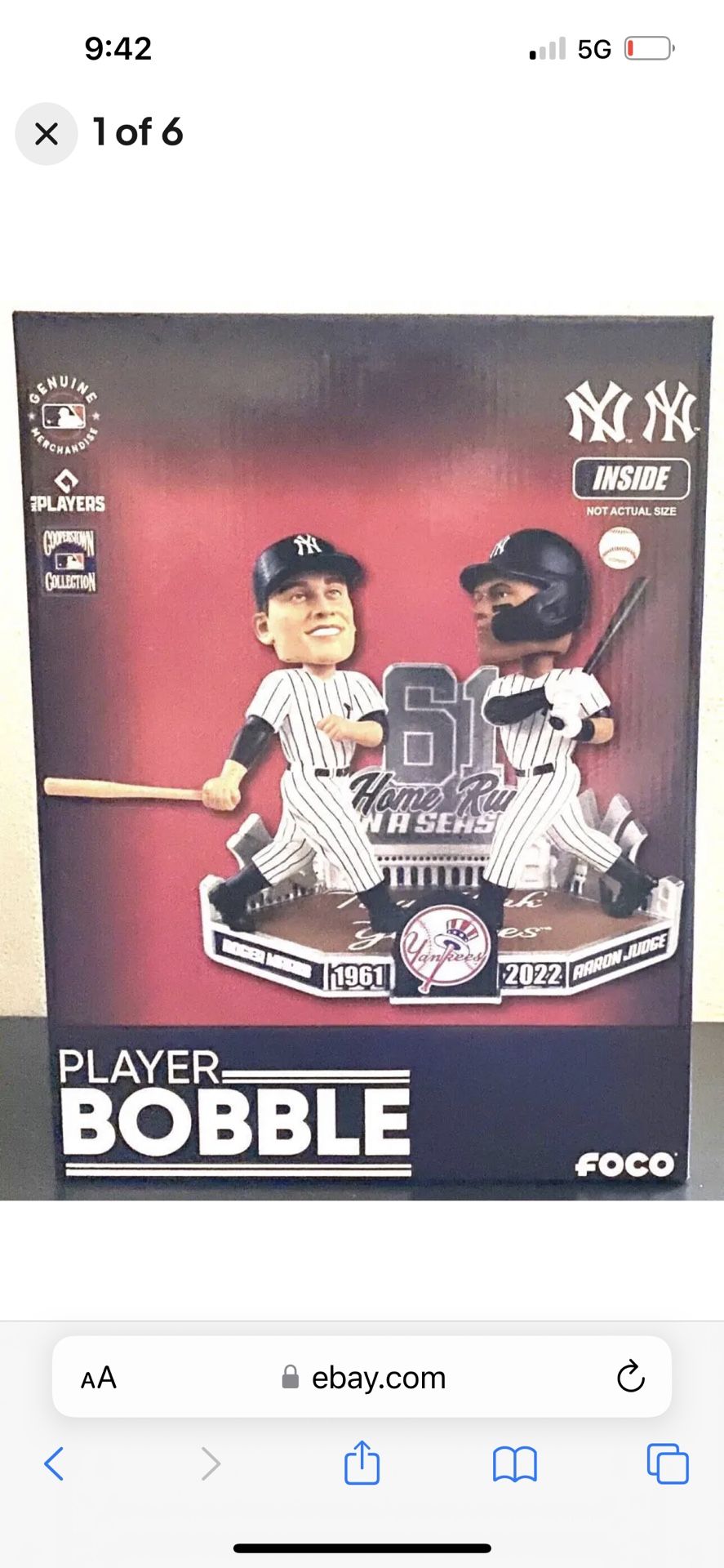 NY Yankees Aaron Judge And Rodger Maris 61 Homers