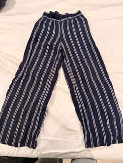 Navy Blue Striped Wide Leg Pants Size XS