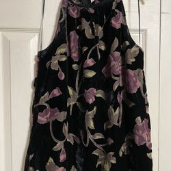 Max Studio Black Floral Velvet Sleeveless Burnout Top Size Small 