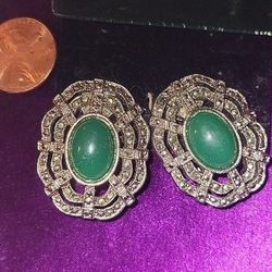 Glamorous Marcasite Clip Earrings 