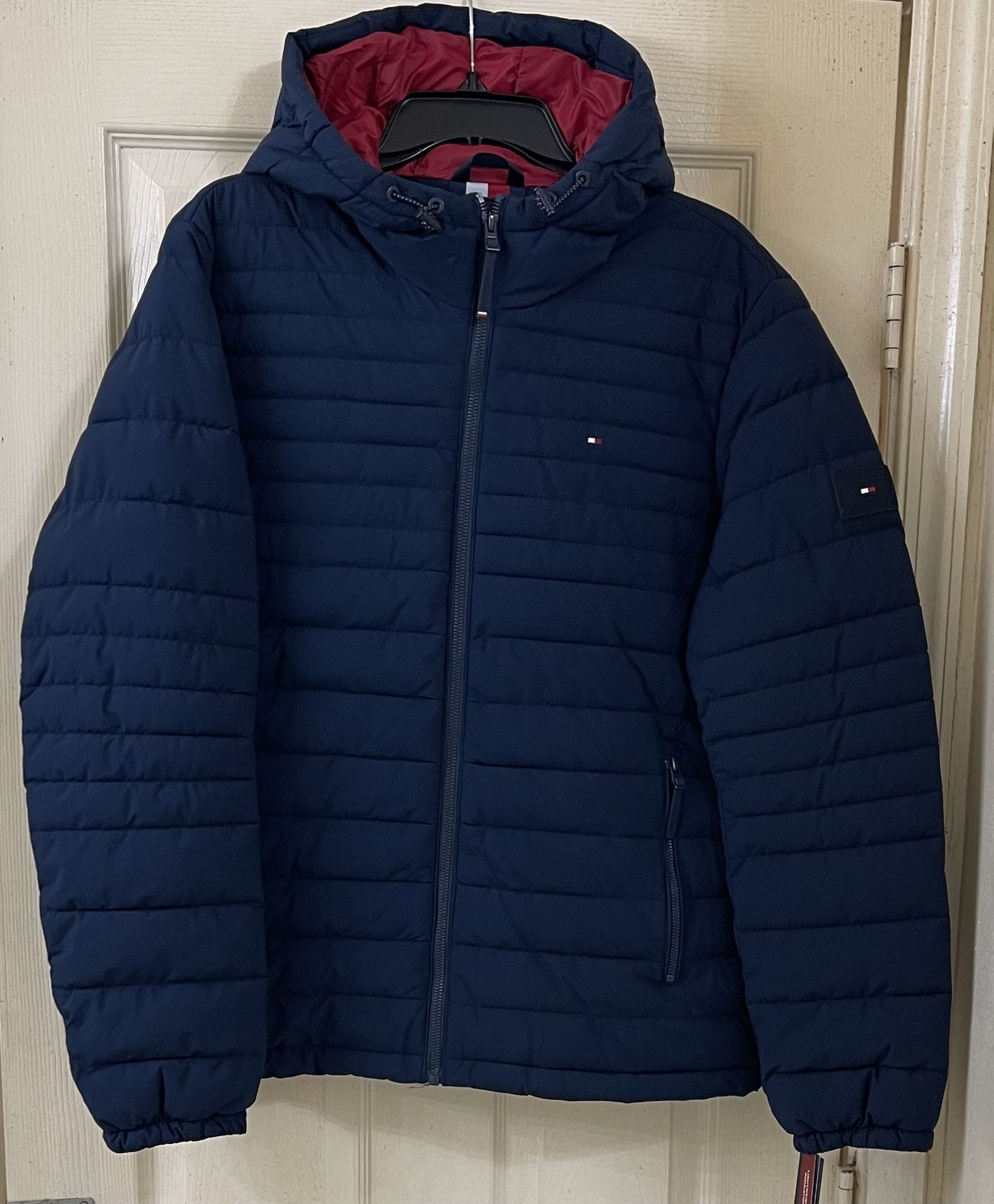 Tommy Hilfiger Mens Quilted Hooded Jacket Coat Midnight Blue Medium
