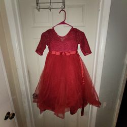Red Flower Girl Dress