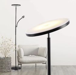 Floor Lamp, Dimmable LED Floor Lamp with 3 Color Temperatures, Timing Function, Torchiere Floor Lamp with Adjustable Side Reading Lamp, Use for Office
