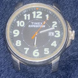 Navy blue & Stainless Steel Silver Vintage Men’s Timex Expedition wrist watch