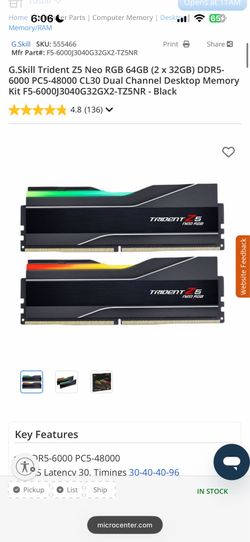 *NEW* G.Skill Trident Z5 Neo RGB 64GB (2 × 32GB) DDR5- 6000 PC5-48000 CL30