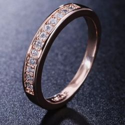 Austrian Crystals 18k rose gold wedding band size 7.25
