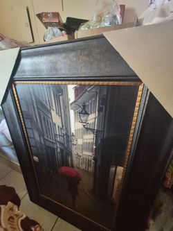Framed Wall Art – Rainy Street Scene