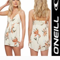 O'Neill pale yellow floral Tatum Romper Sz M