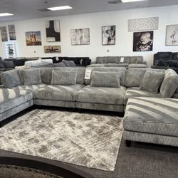 Light Gray Corduroy Sectional Set - Free Delivery Promo 