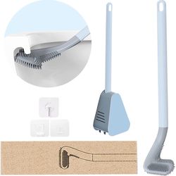 Golf Toilet Brush&Holder Set - Flexible Silicone Bristles 362° Cleaning, Long Handled Toilet Cleaner Brush Wall Mounted Without Drilling Quick Drying