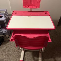 Pink Kids Desk With Chair