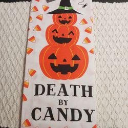 Halloween Death By Candy Pumpkins 16 x 28 Flour Sack Kitchen Dish Towel NEW