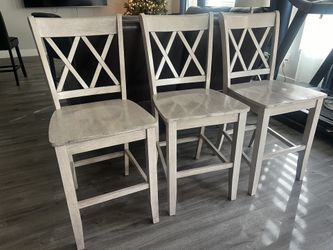 Rustic White Wood Stool Chairs