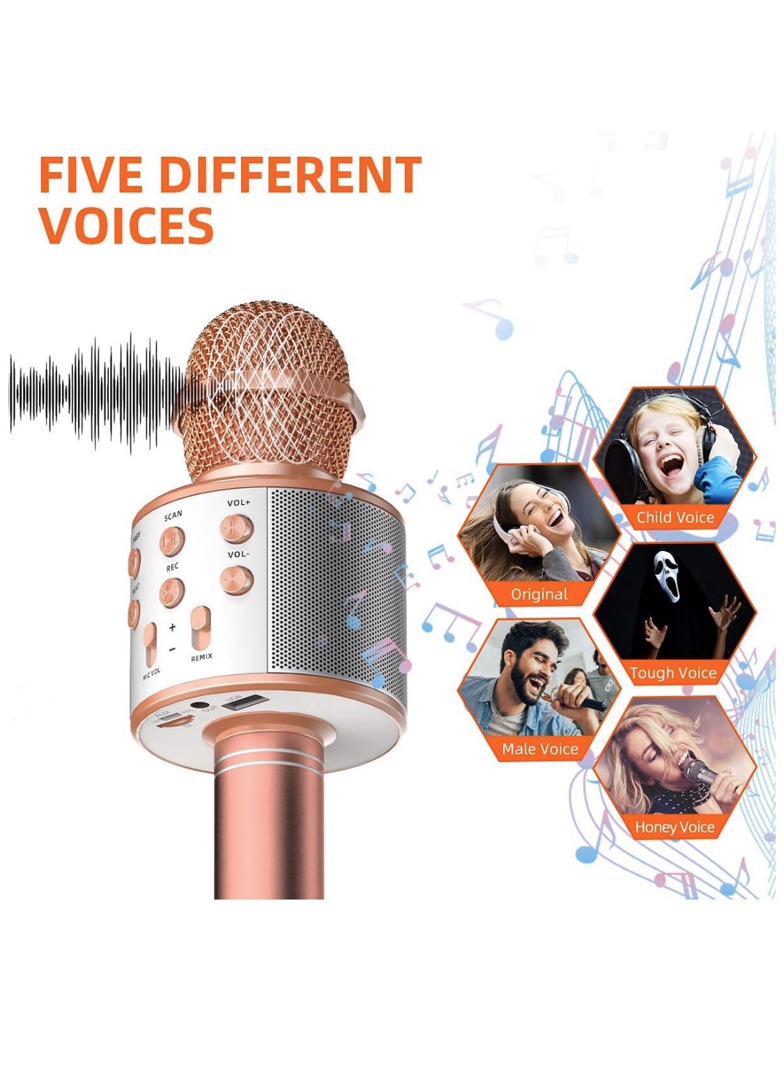TRONICMASTER Wireless Karaoke Microphone Bluetooth, 3 in 1 Wireless Portable Handheld Mic Karaoke Machine for Christmas Home Birthday Party, Voice Di
