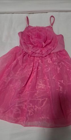 Pink Organza Dress with Pearl Straps