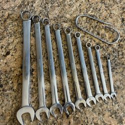 Snap on Combination Wrench Set  1”-3/4”-11/16”-5/8”-9/16”-1/2”-7/18”-3/8”-3/16”