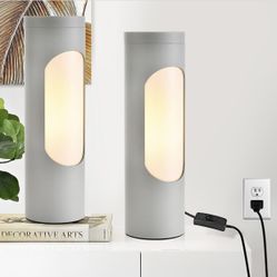 New Set of 2 Kosher Reading Lamp for Shabbos, Silver Table Lamps and Nightlight