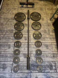 Olympic Weight Set w/ Bar & Weight Tree