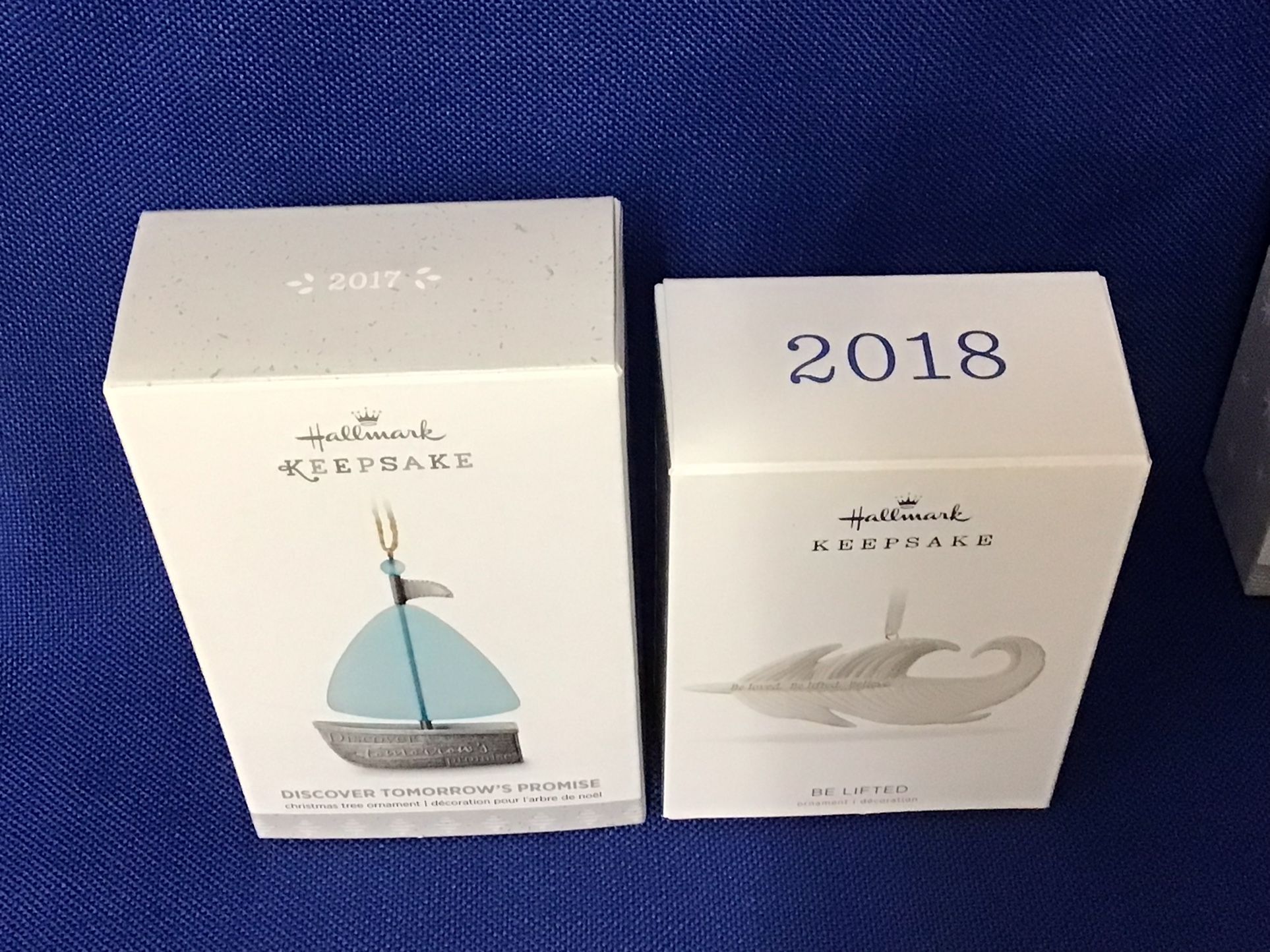 New Hallmark Ornaments Discover Tomorrows Promise Sailboat & Be Lifted Feather