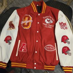 OVO Inspired KANSAS CITY CHIEFS  Wool & Genuine Leather Varsity Jacket/ Coat XXL