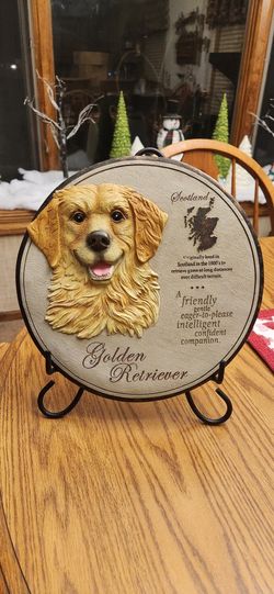 Home Decor Golden Retriever Plaque With Stand
